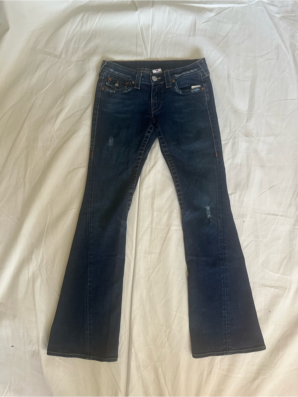 True Religion Women's Dark Indigo Flare Jeans. Size 27